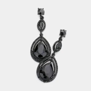 Double Teardrop Jet Black Crystal Earrings | 277177