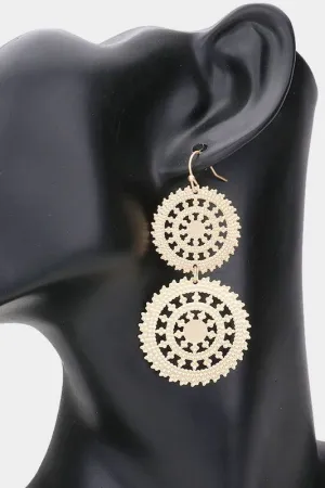 Double Wheel Drop Earrings gold tone