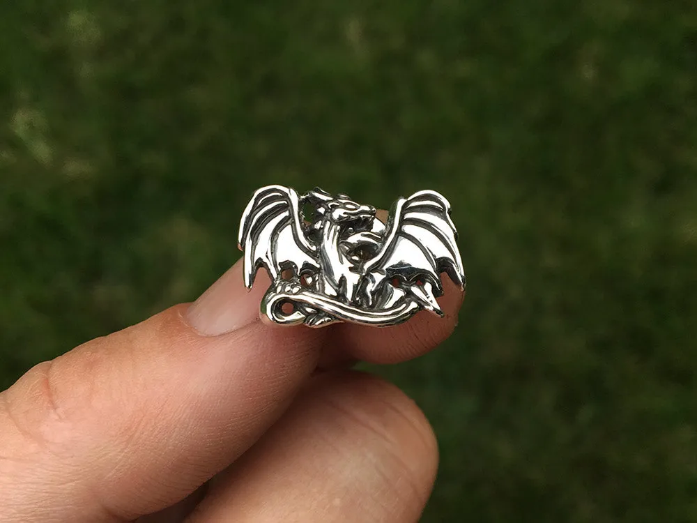 Dragon Tie Tack or Dragon Tie Bar / Tie Clip Sterling Silver
