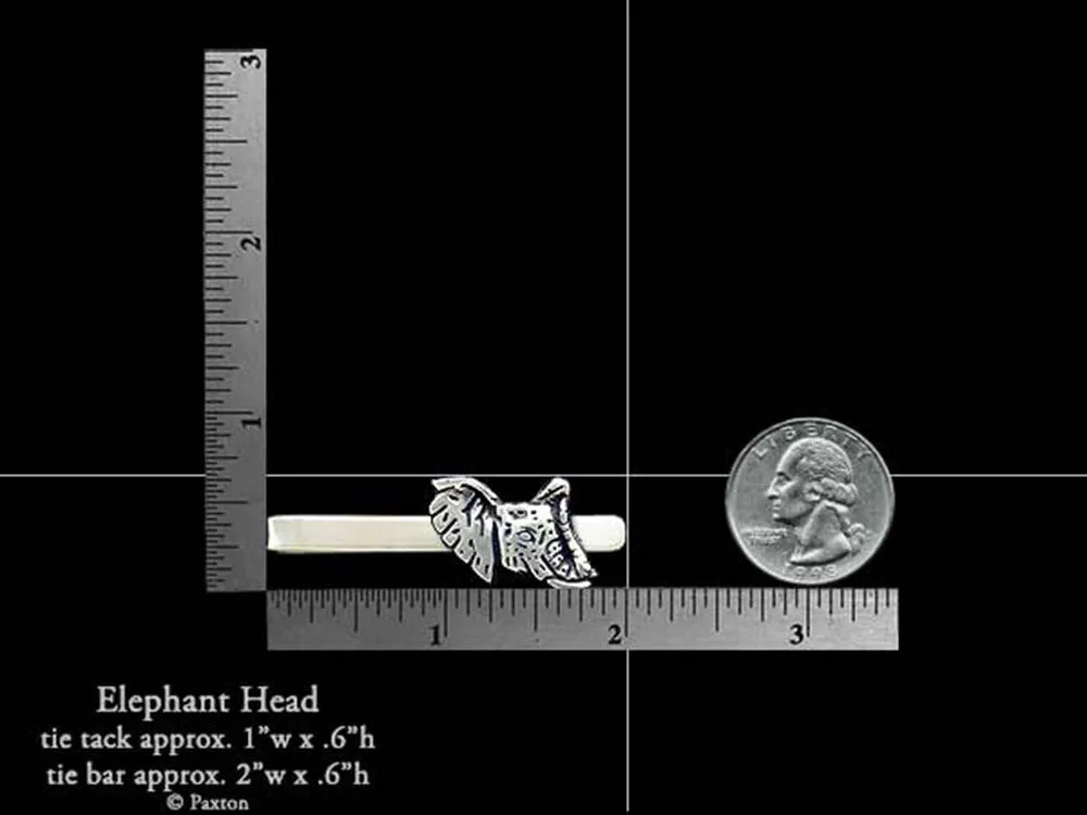 Elephnat Head Tie Tack or Elephant Head Tie Bar / Tie Clip Sterling Silver