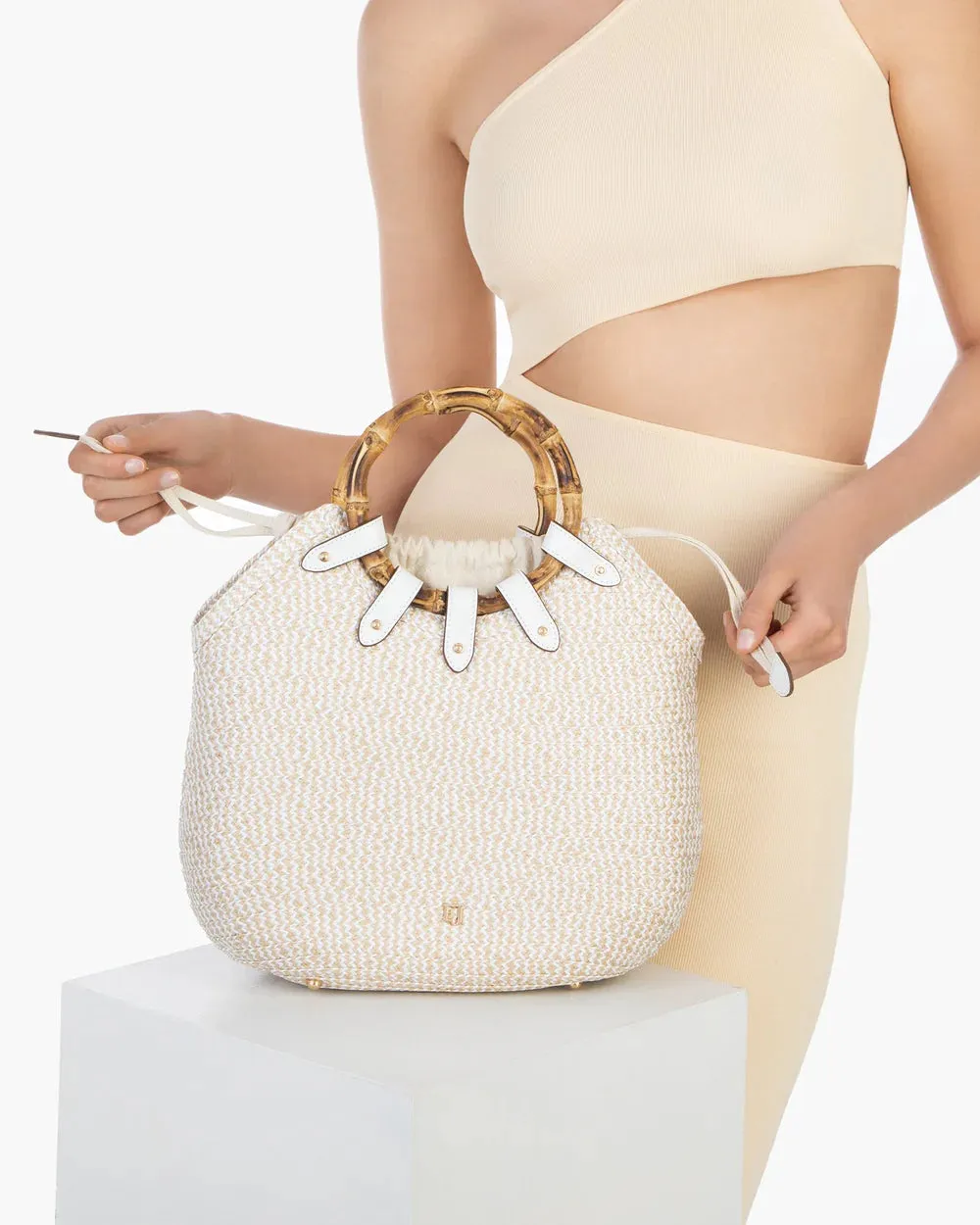 Eric Javits My Way Straw Bag in White Mix