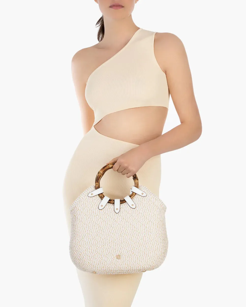 Eric Javits My Way Straw Bag in White Mix