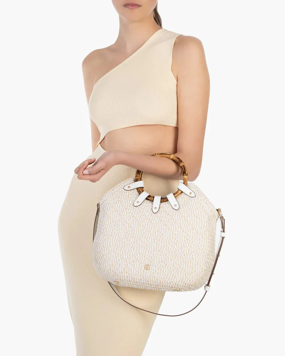 Eric Javits My Way Straw Bag in White Mix