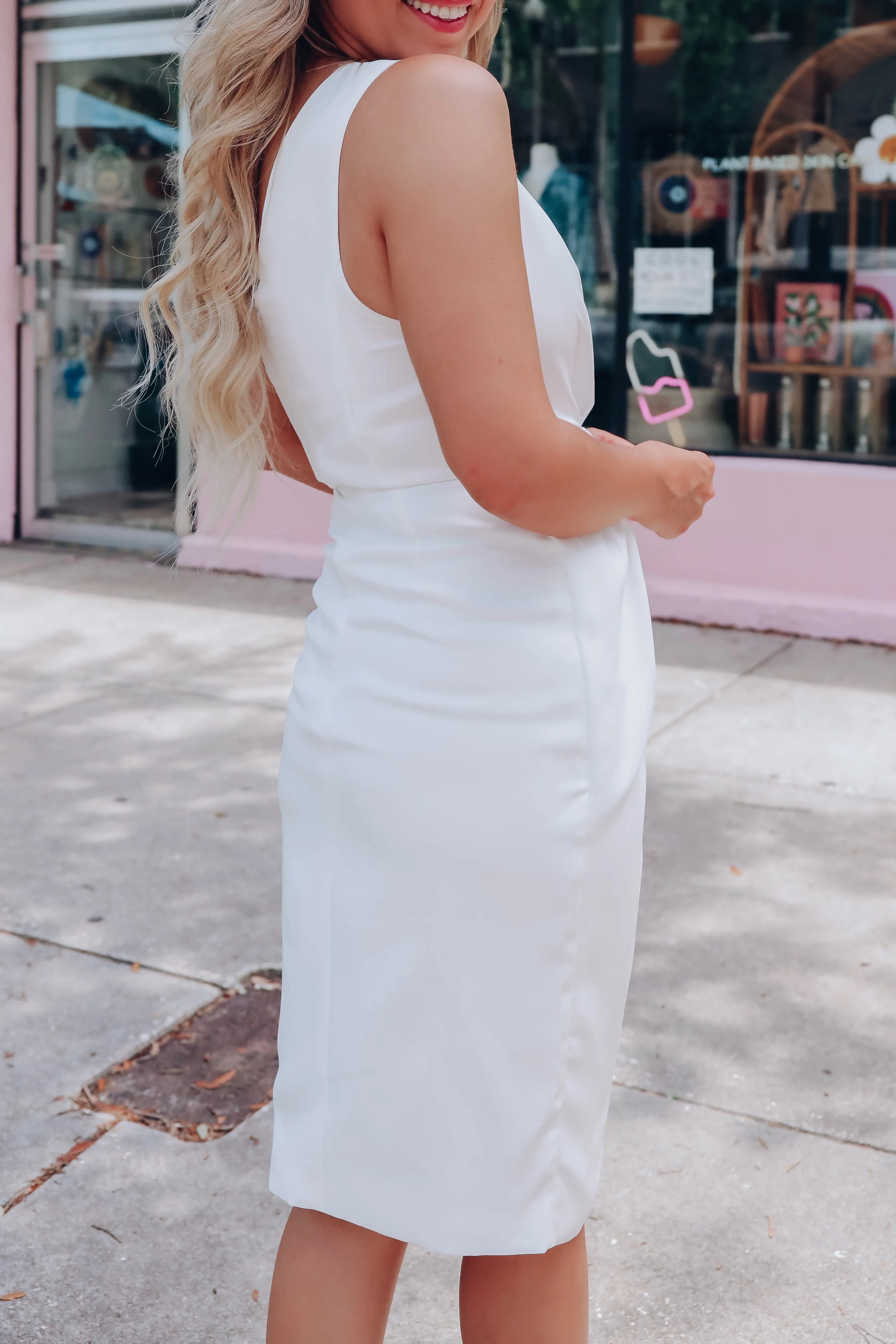 Essence Of Beauty One Shoulder Dress - White