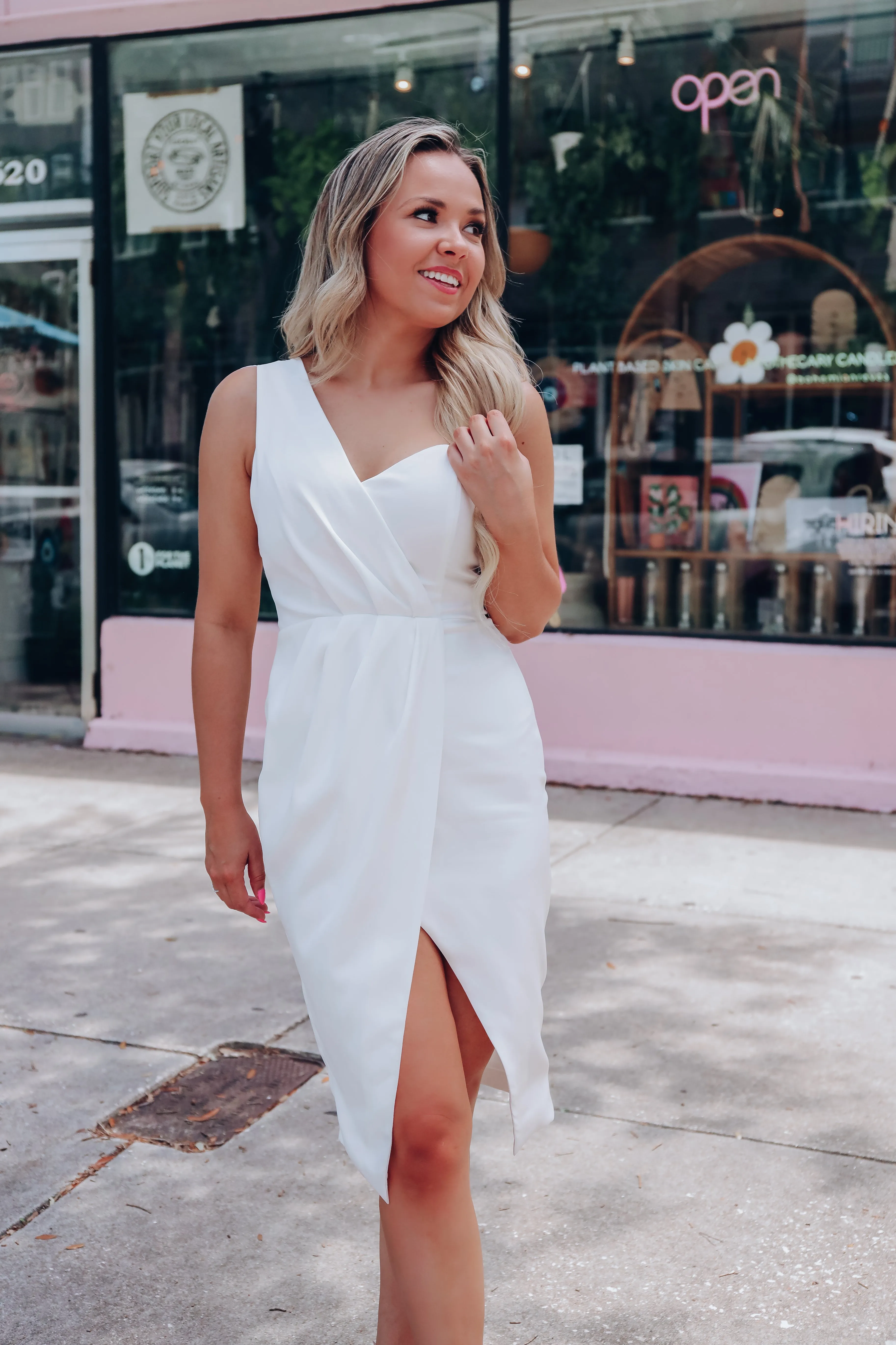 Essence Of Beauty One Shoulder Dress - White