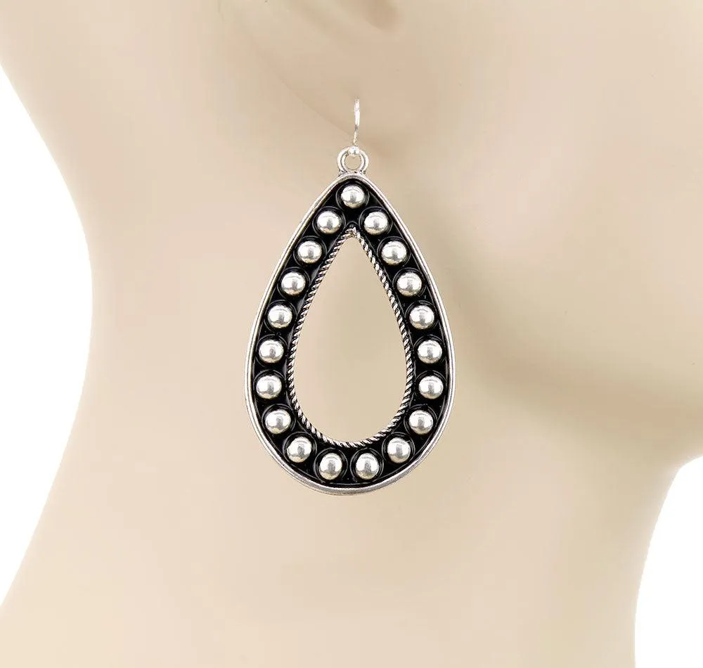 Evaine Fashion Silver Studded Teardrop Earrings