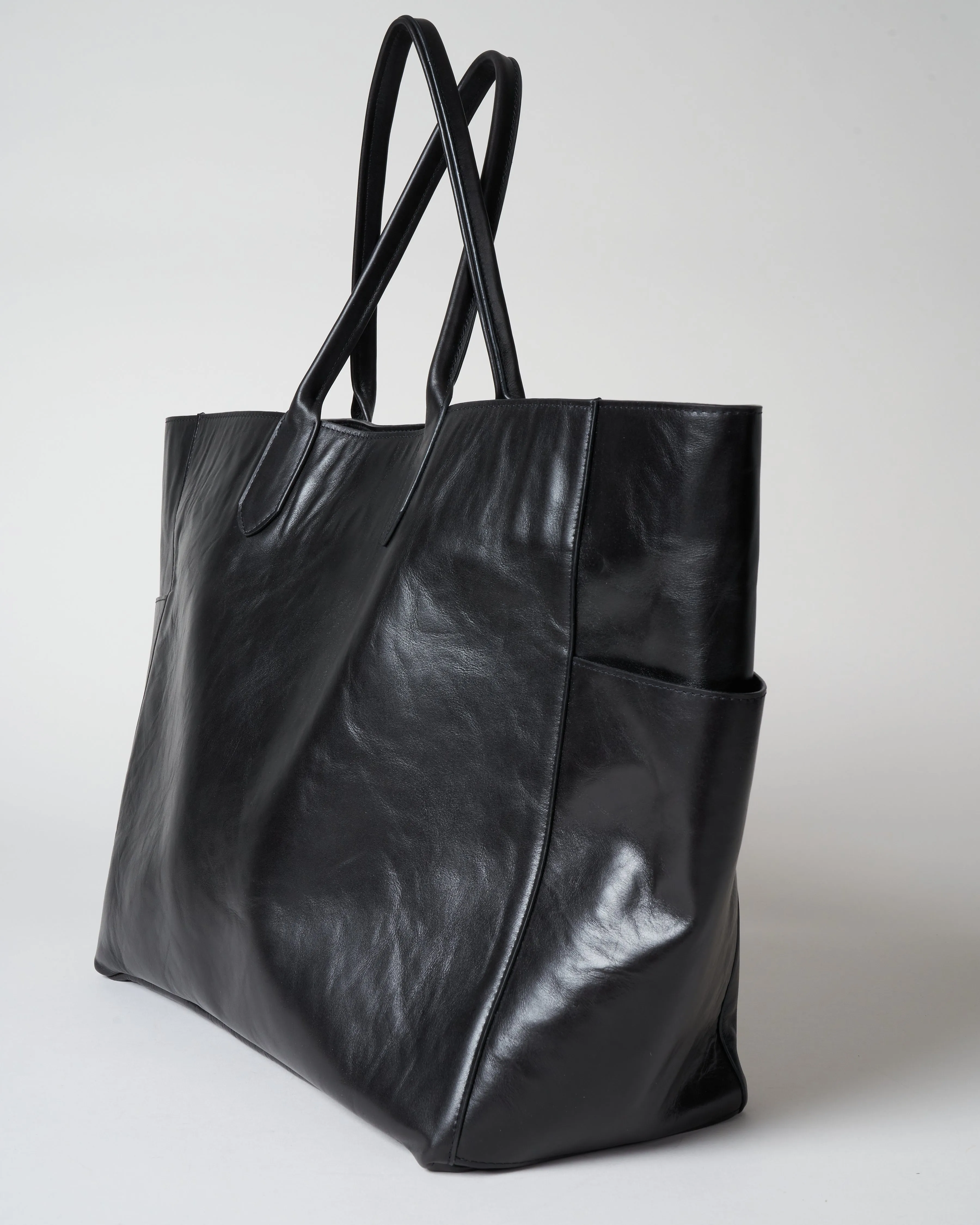 extra large pocket tote - black vintage