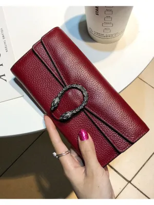 Fashion Leather Wallet Female Long Section Large Capacity Cowhide Multi-function Wallet Clutch