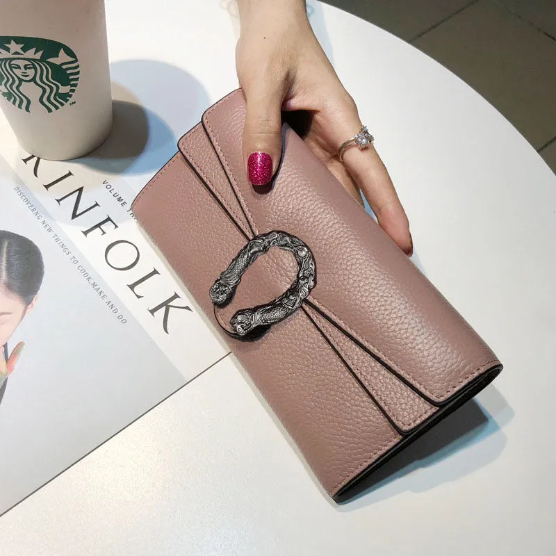 Fashion Leather Wallet Female Long Section Large Capacity Cowhide Multi-function Wallet Clutch