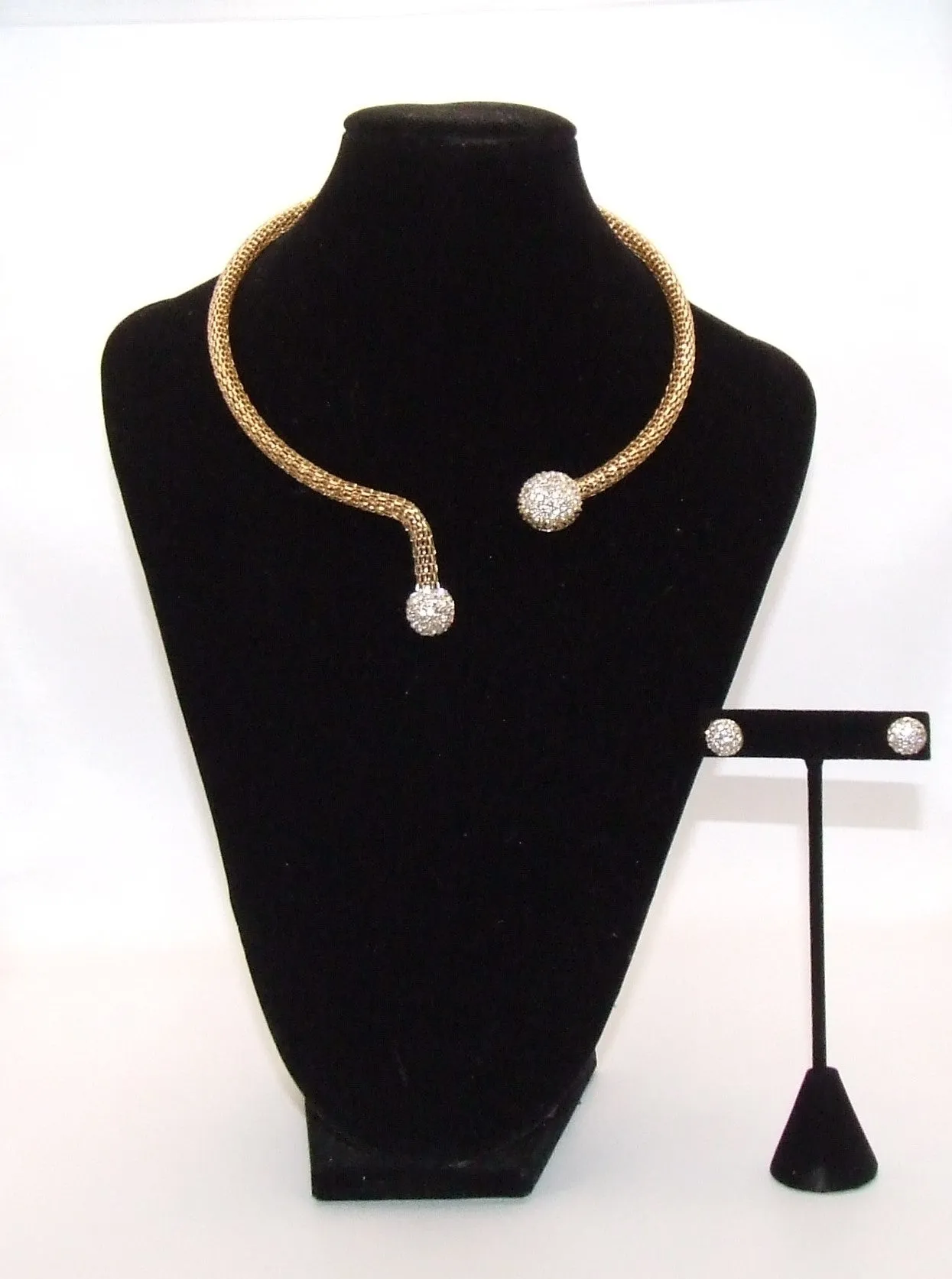 Fashion Multi Gold Plated Necklace And Stud Earrings
