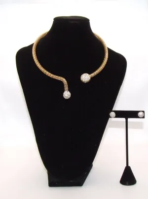 Fashion Multi Gold Plated Necklace And Stud Earrings