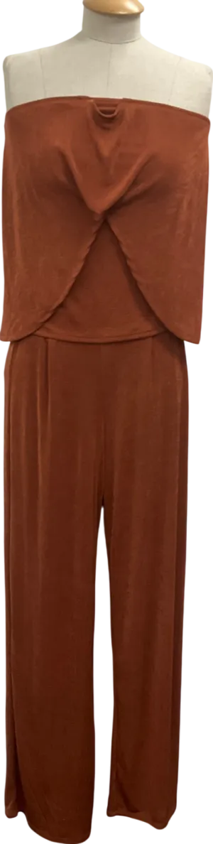Fashion Nova Brown Sheer Cooper Trousers & Bandeau Top UK XS