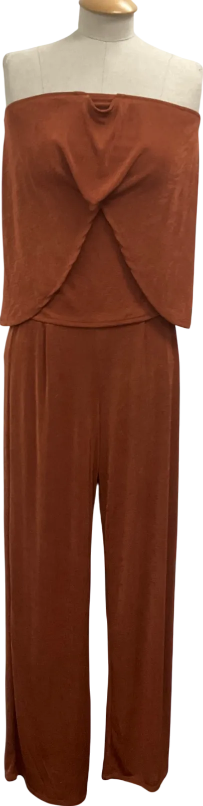 Fashion Nova Brown Sheer Cooper Trousers & Bandeau Top UK XS