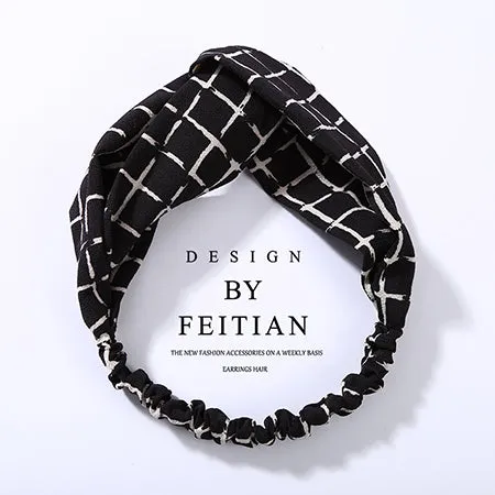 Fashion Plaid Knot Headband Turban