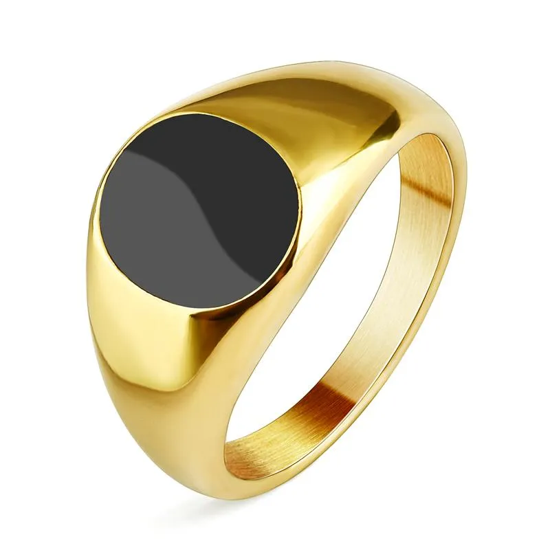Fashion Ring Square Top Rock Punk Men Signet Biker Rings Stainless Steel Male Jewelry Gold Color Men&#39;s Gift