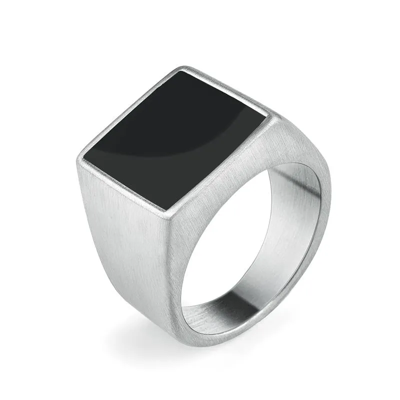 Fashion Ring Square Top Rock Punk Men Signet Biker Rings Stainless Steel Male Jewelry Gold Color Men&#39;s Gift