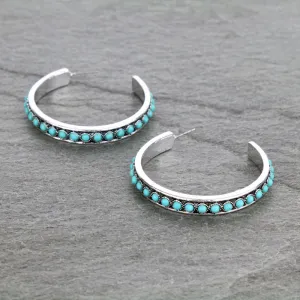 Fashion Turquoise Hoop Post  Earrings