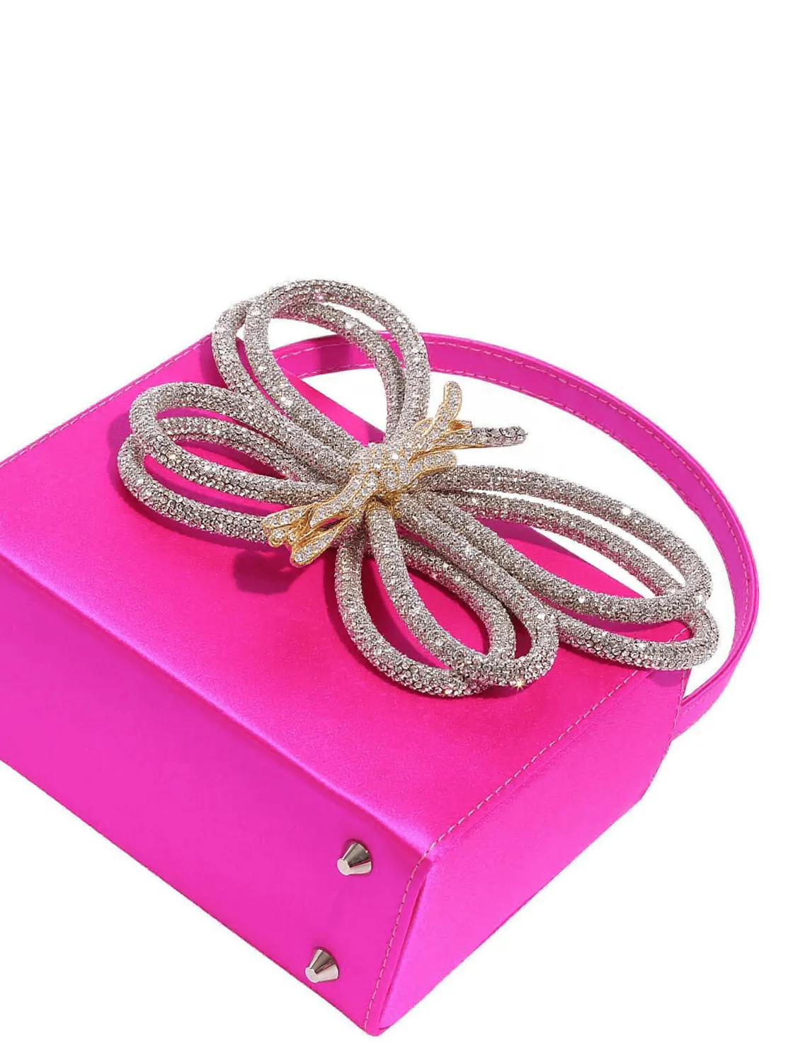 Fia Crystal Butterfly Clutch In Hot Pink