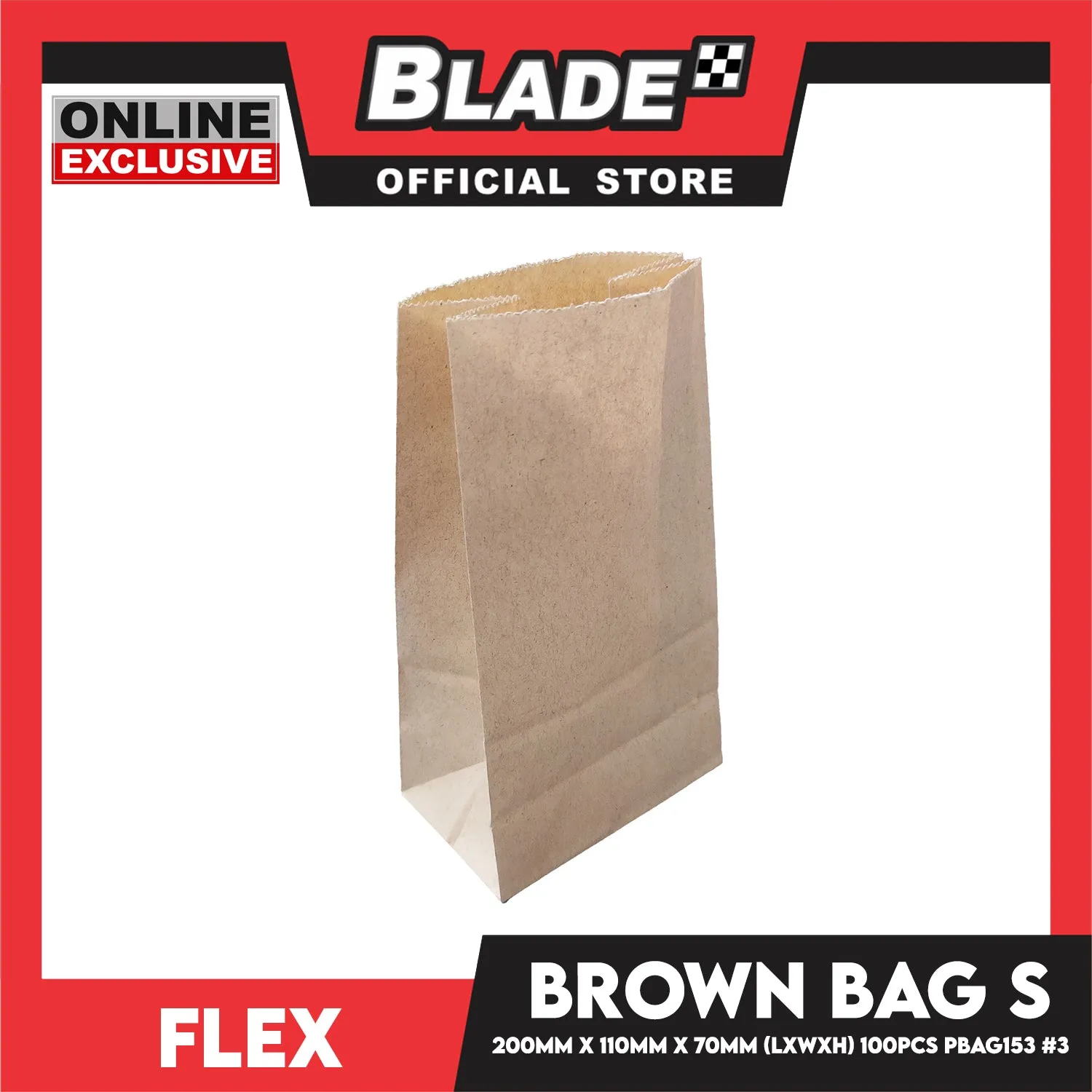 Flex Brown Paper Bag #3 Small 110mm x 200mm x 70mm (100pcs/pack) PBAG153
