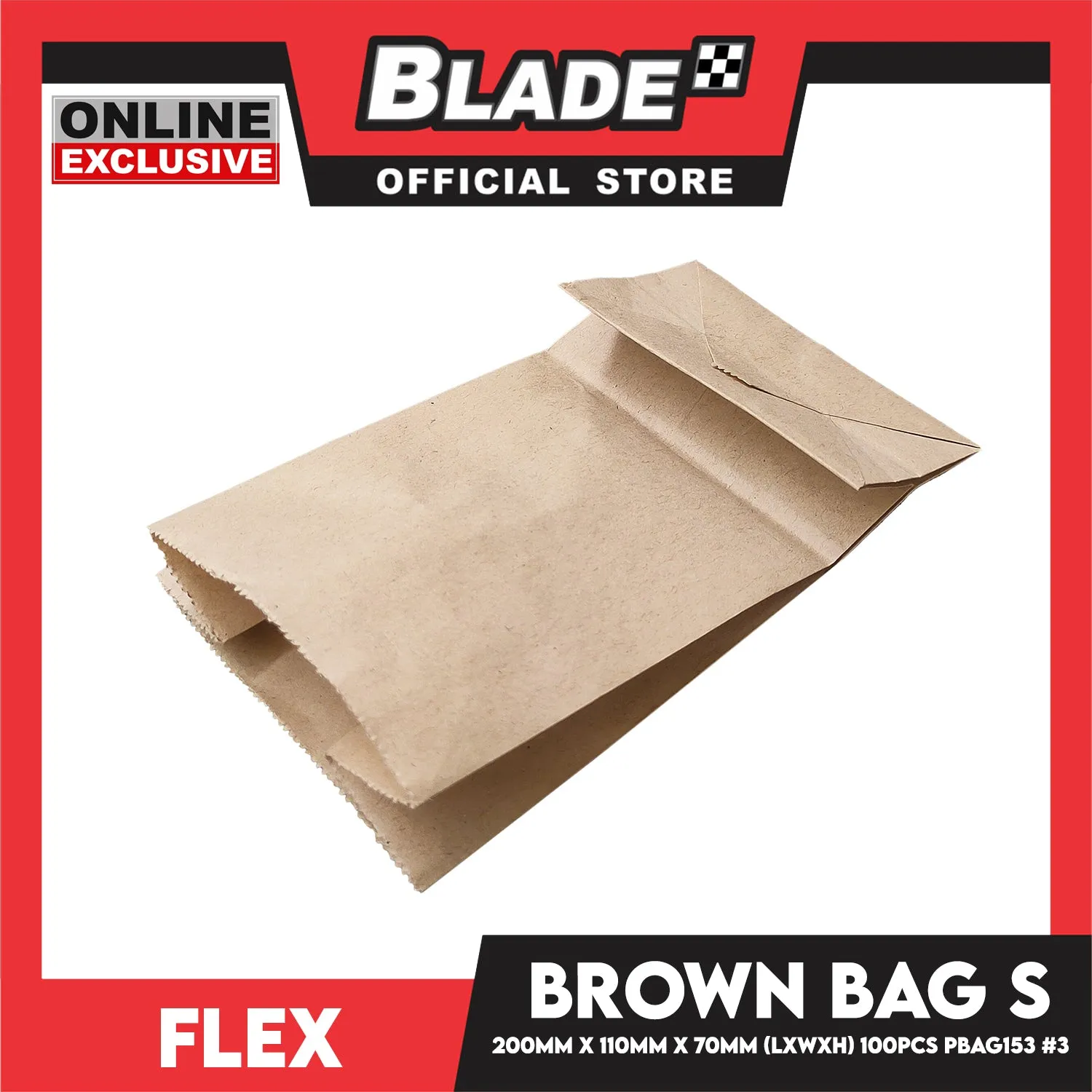 Flex Brown Paper Bag #3 Small 110mm x 200mm x 70mm (100pcs/pack) PBAG153