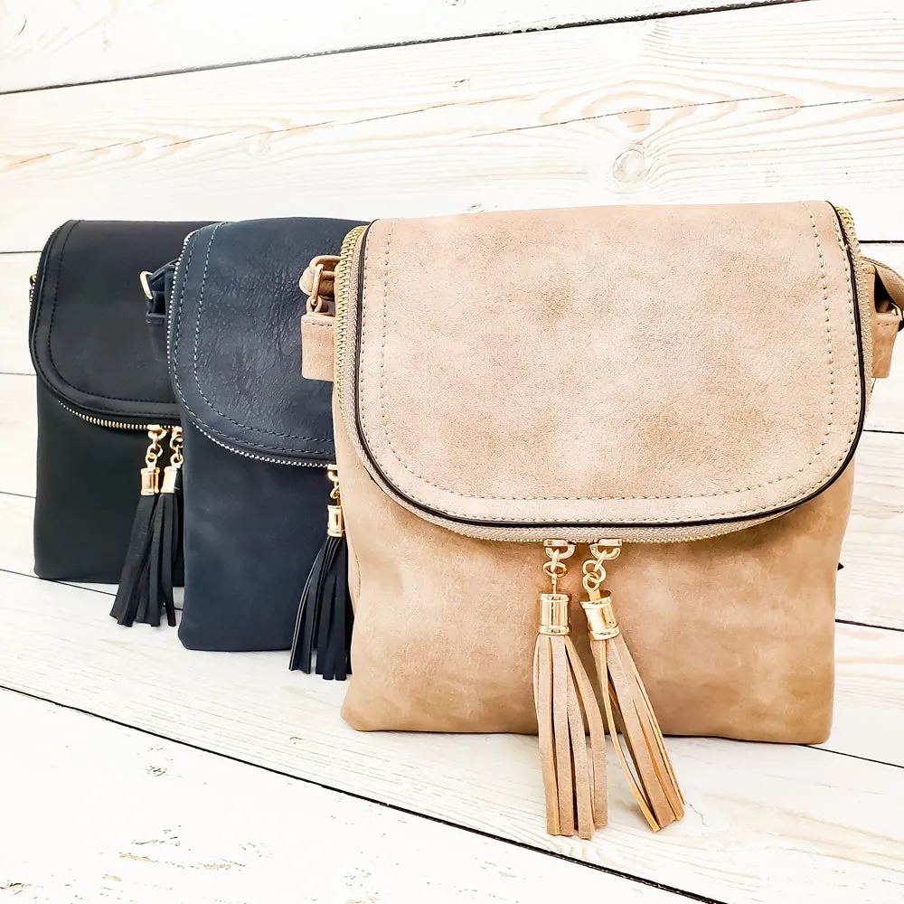 Fold-over Two Compartment Crossbody Purse - 3 Colors