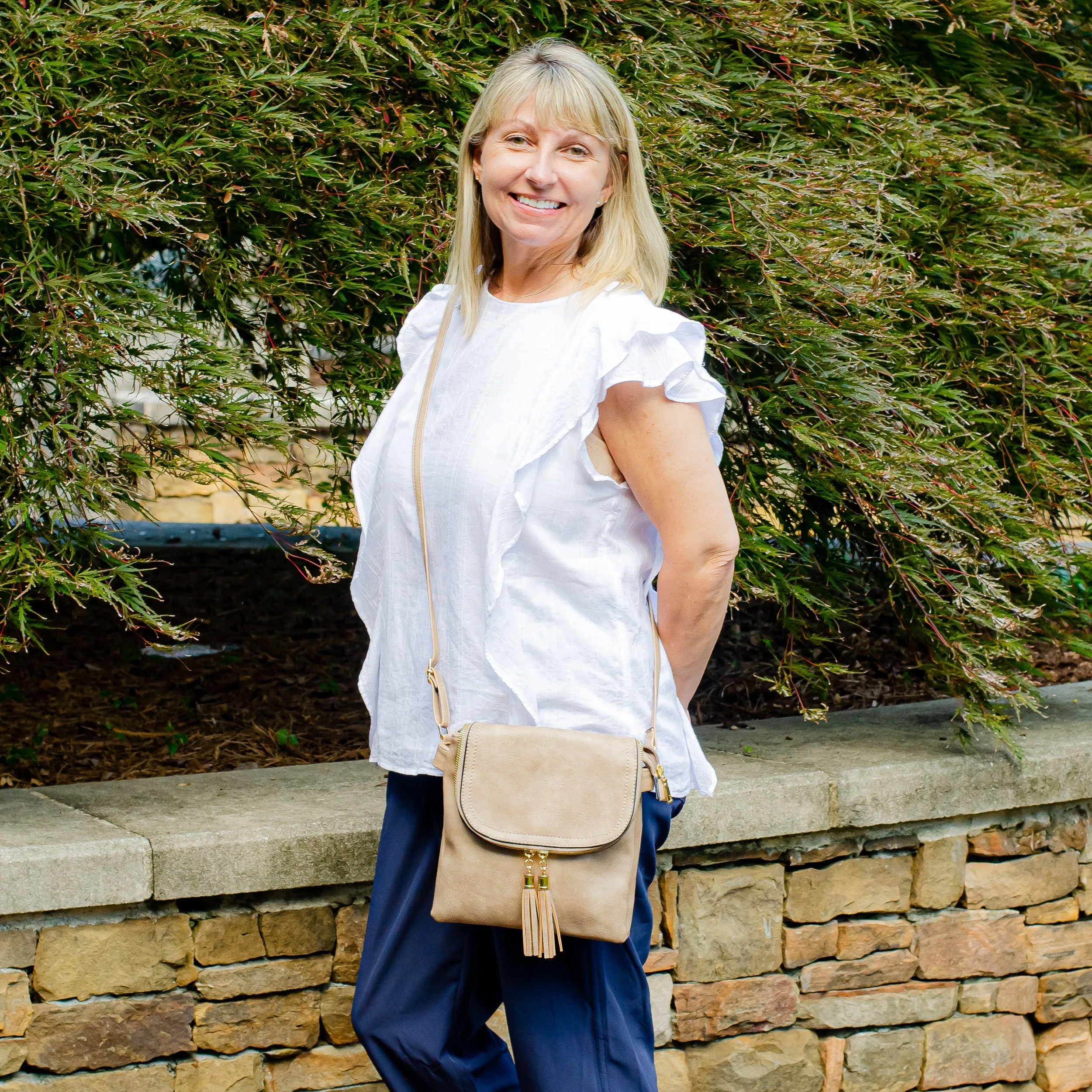 Fold-over Two Compartment Crossbody Purse - 3 Colors