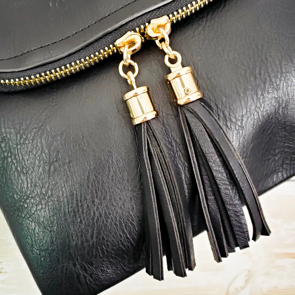 Fold-over Two Compartment Crossbody Purse - 3 Colors