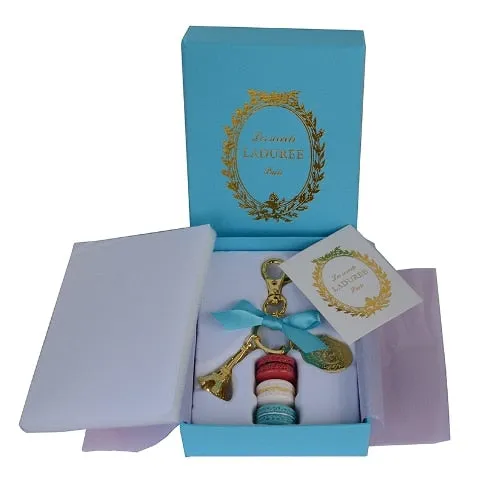 French Macaron Cookies With Effiel Tower Trinket Keychain in Gift Box