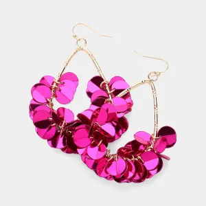 Fuchsia Sequin Fun Fashion Dangle Earrings |  637920