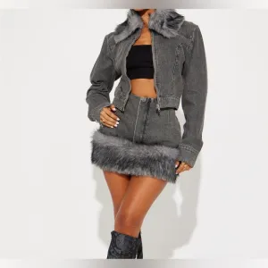 Fur &amp; Denim Set (black) size L | Fashion Nova | DateNight or Dinner Party Outfit