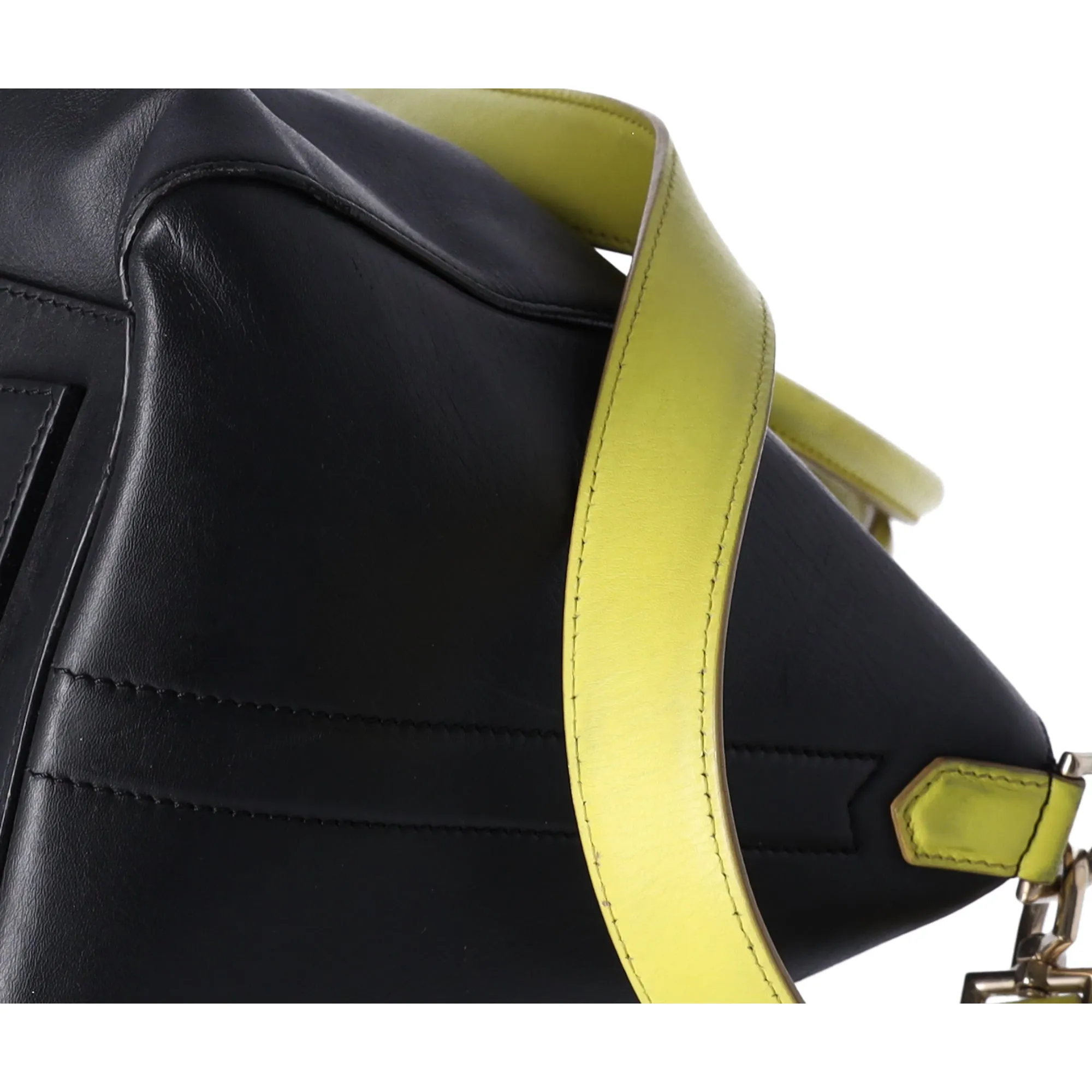 GIVENCHY Antigona Large Top Zip Satchel Shoulder Bag  Black Yellow Leather