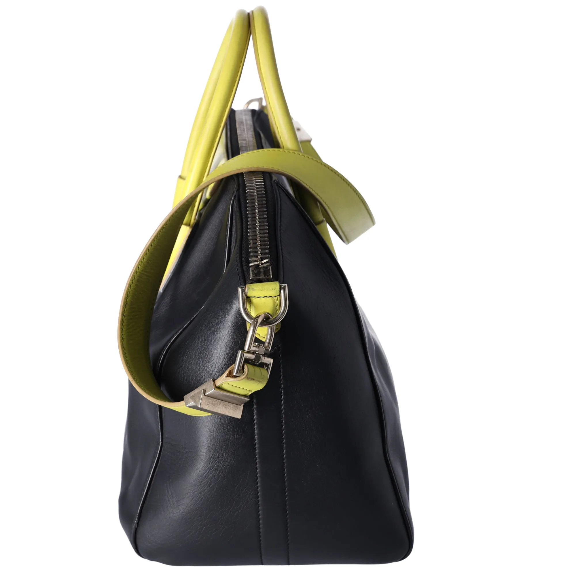 GIVENCHY Antigona Large Top Zip Satchel Shoulder Bag  Black Yellow Leather