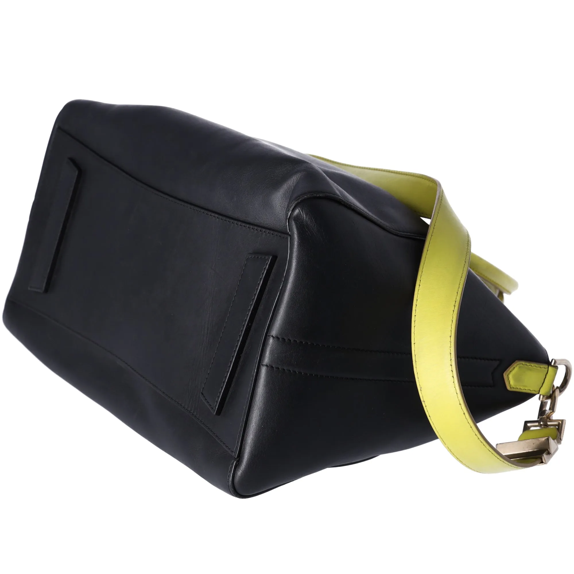 GIVENCHY Antigona Large Top Zip Satchel Shoulder Bag  Black Yellow Leather