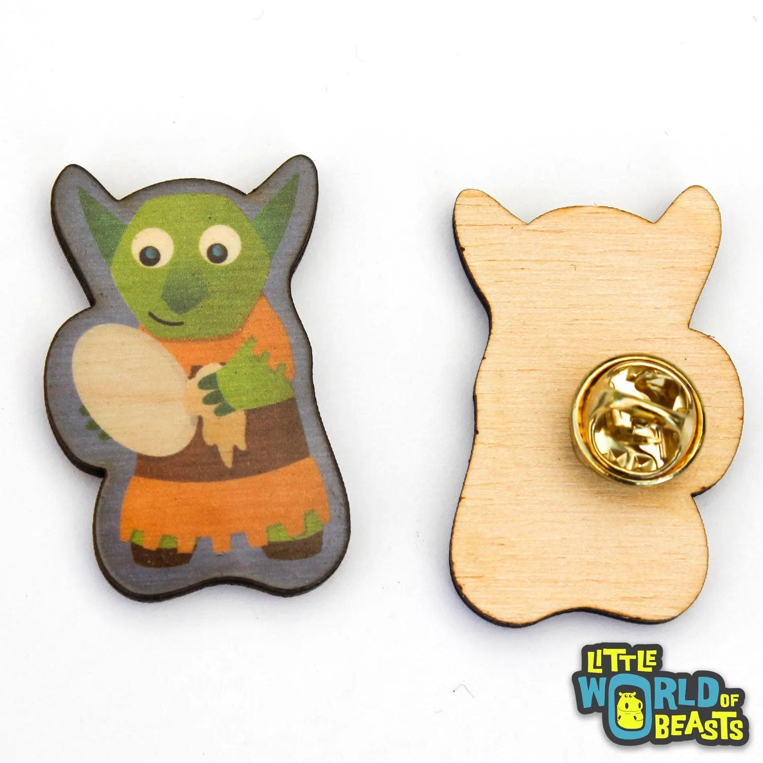 Goblin Washes the Dishes - Mundane Monster Wooden Pin