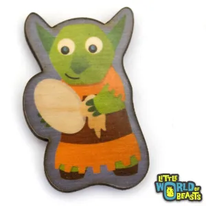 Goblin Washes the Dishes - Mundane Monster Wooden Pin