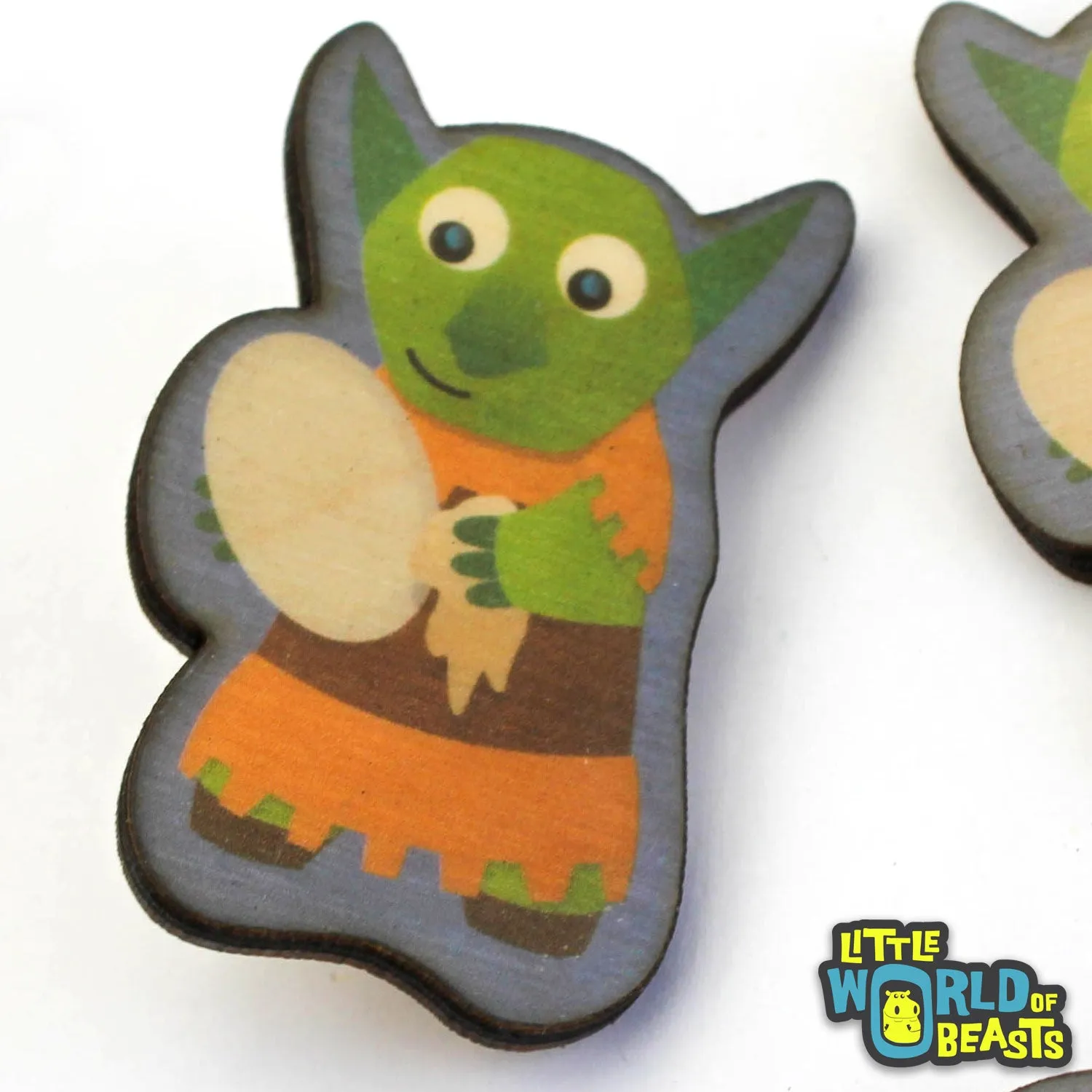 Goblin Washes the Dishes - Mundane Monster Wooden Pin