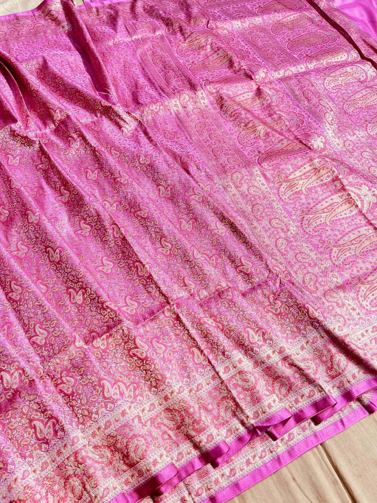 Gold Zari Banarasi Silk Saree with heavy pallu