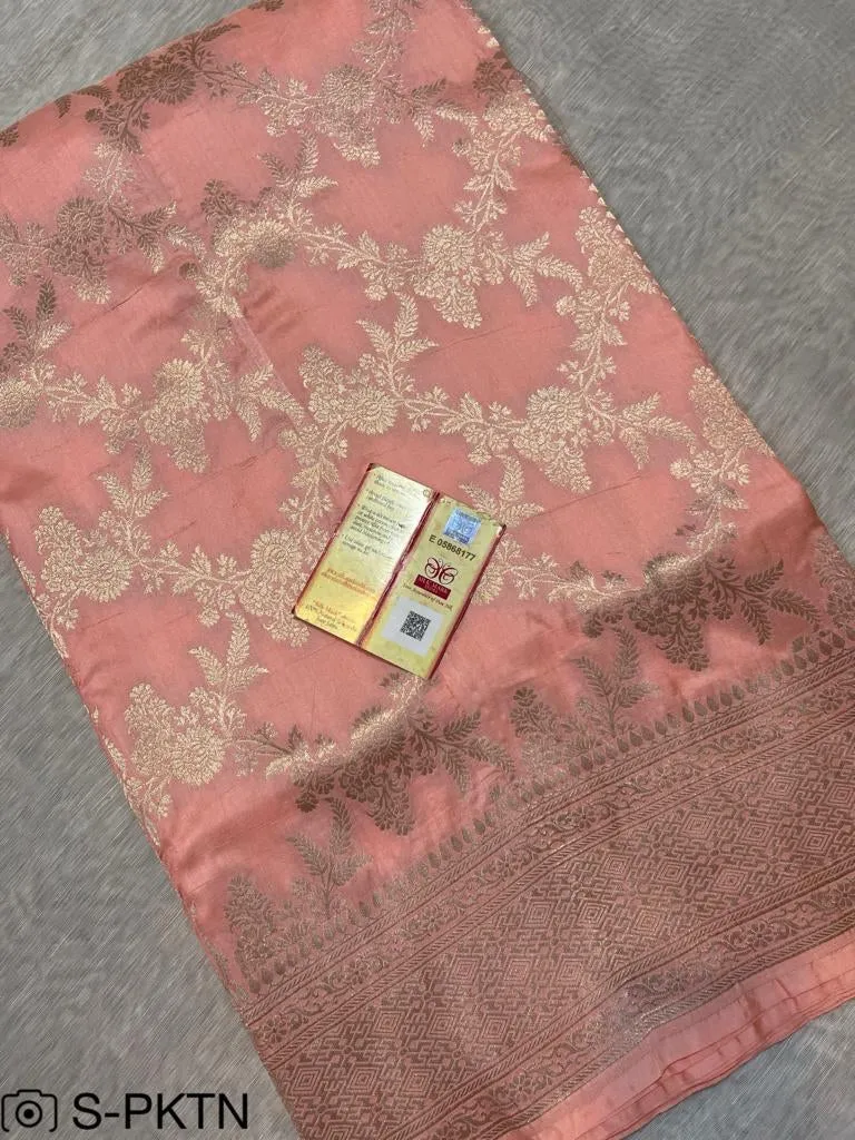 Gold Zari Banarasi Silk Saree with heavy pallu