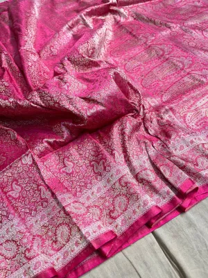 Gold Zari Banarasi Silk Saree with heavy pallu