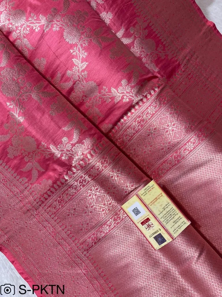 Gold Zari Banarasi Silk Saree with heavy pallu