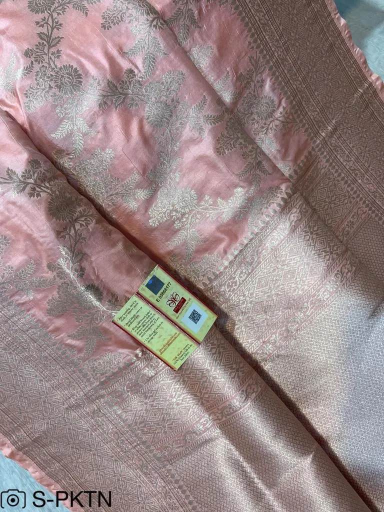 Gold Zari Banarasi Silk Saree with heavy pallu