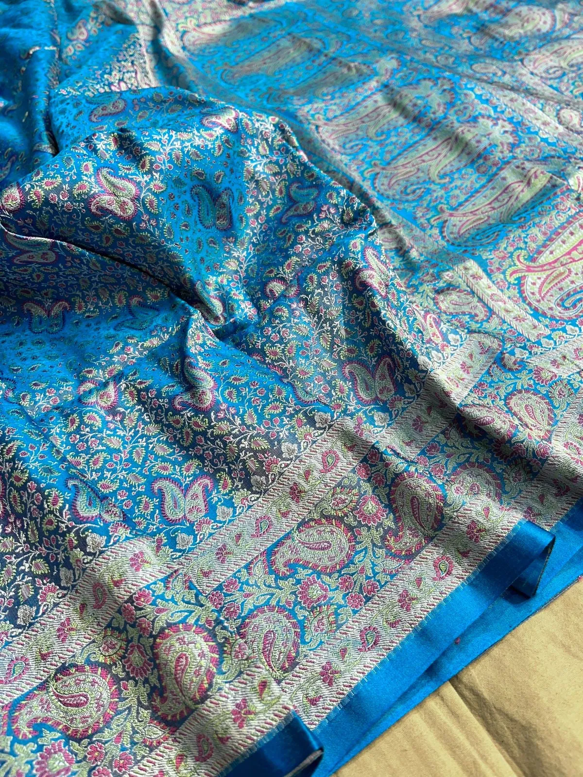 Gold Zari Banarasi Silk Saree with heavy pallu