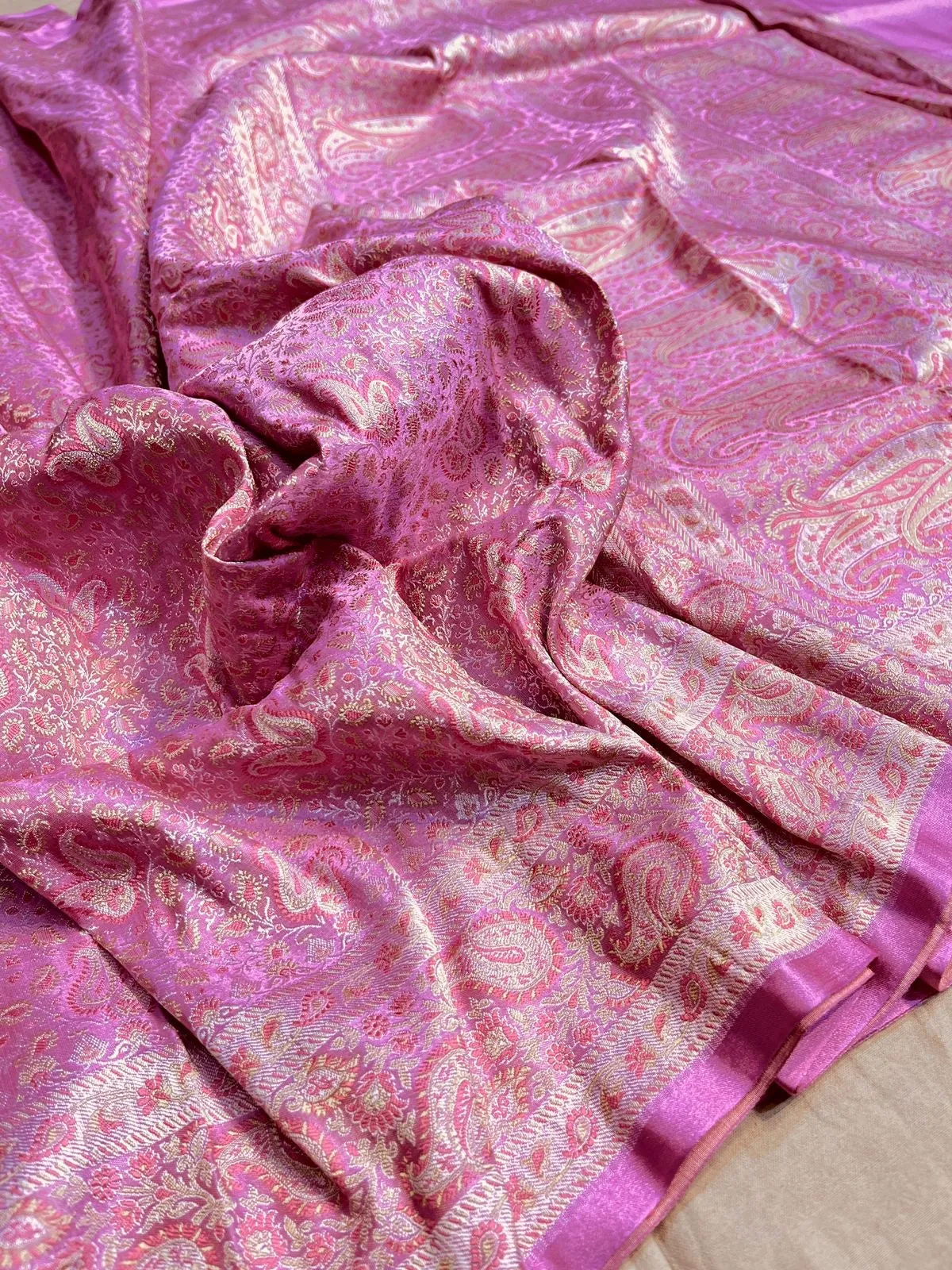 Gold Zari Banarasi Silk Saree with heavy pallu