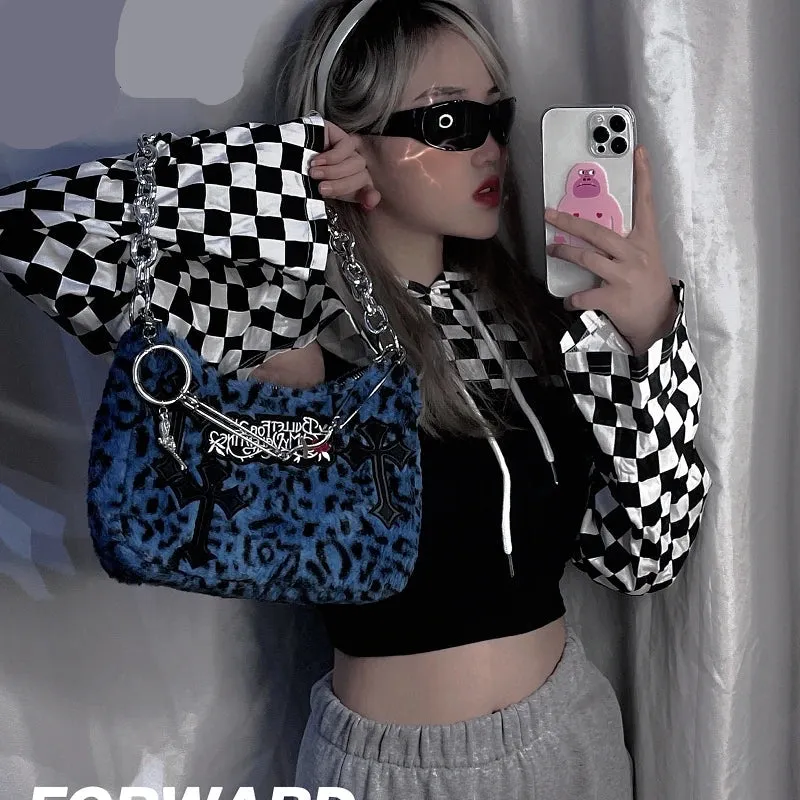 Gothic Chain Crossbody Bag: Edgy, Plush, and Perfect for the Y2K Vibe