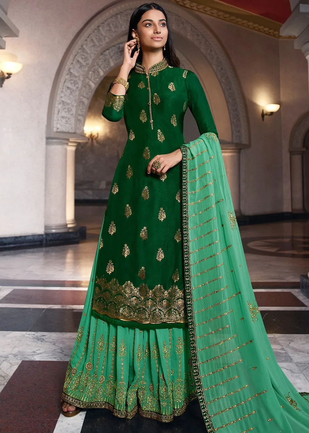 Green Designer Sharara Suit