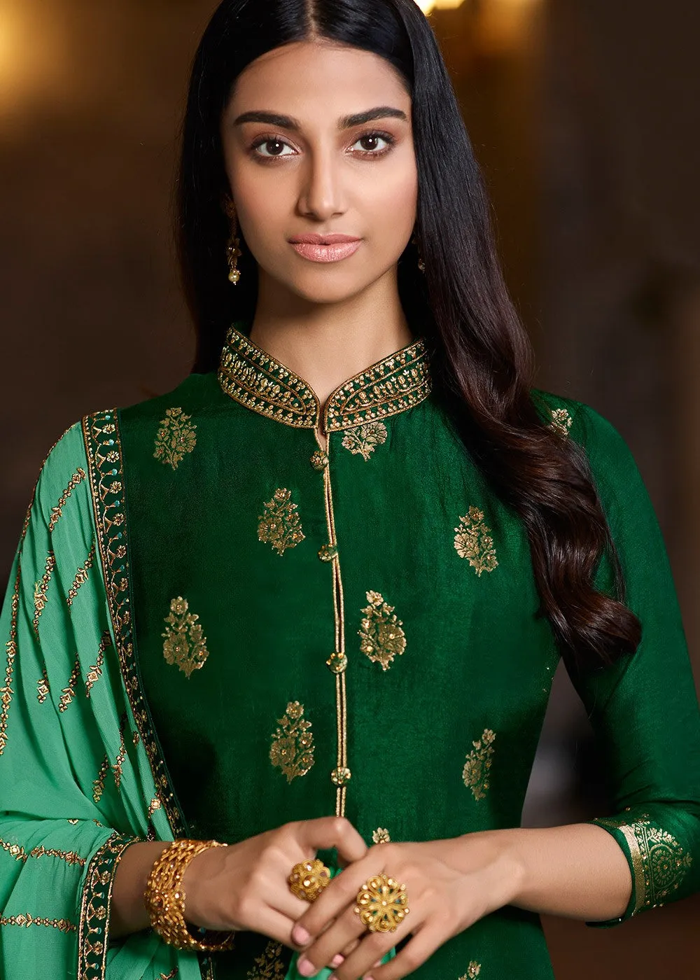 Green Designer Sharara Suit
