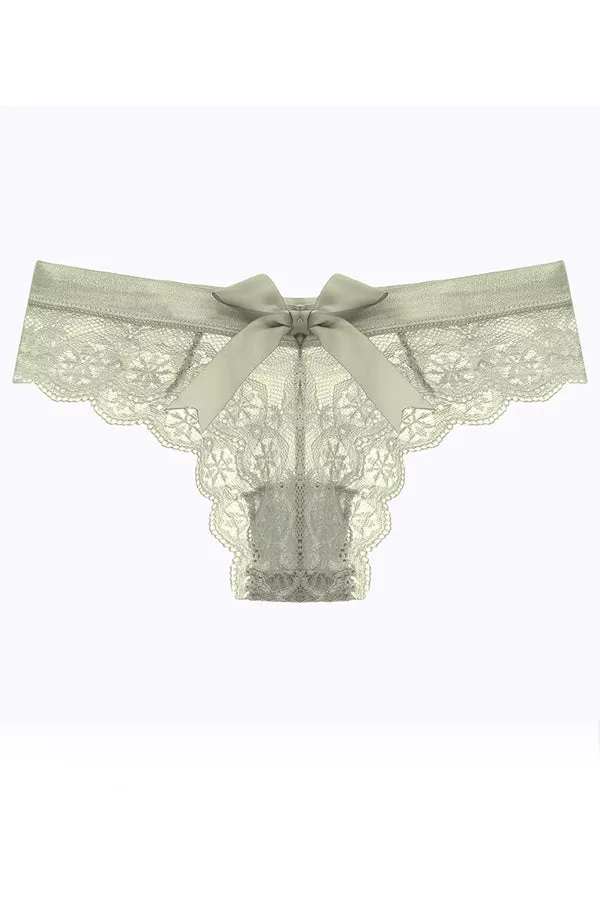 Green Lace Cheeky Cut Panty with Bow
