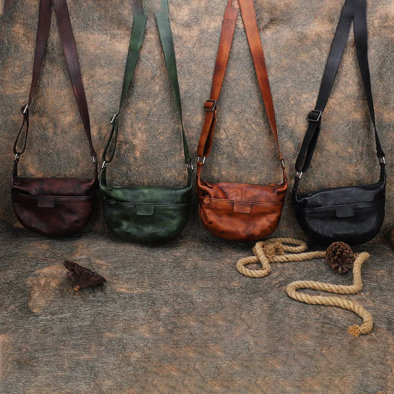 Green Leather Womens Saddle Shoulder Bags Saddle Vintage Crossbody Purse for Women