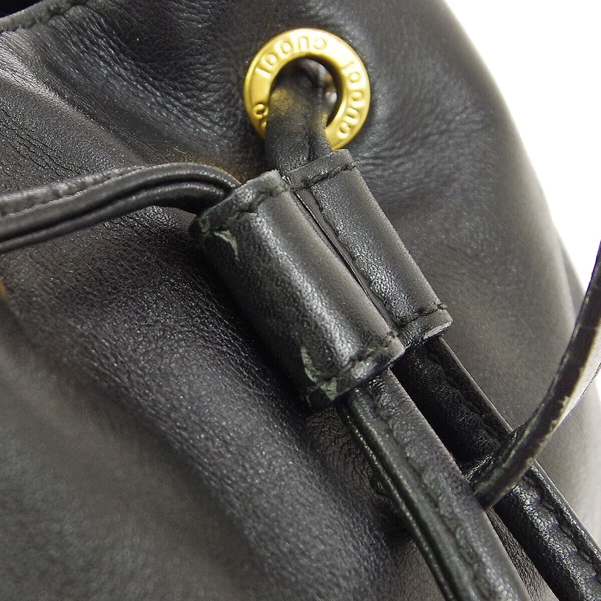 GUCCI Bamboo Line Backpack Hand Bag Purse Black Leather Italy  00332