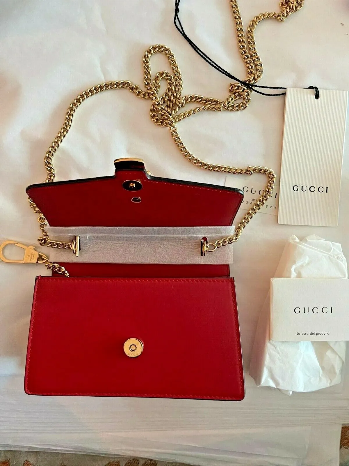 Gucci Black Leather Small Mini Gold Chain Handbag Bag Sylvie Super Web Italy NEW